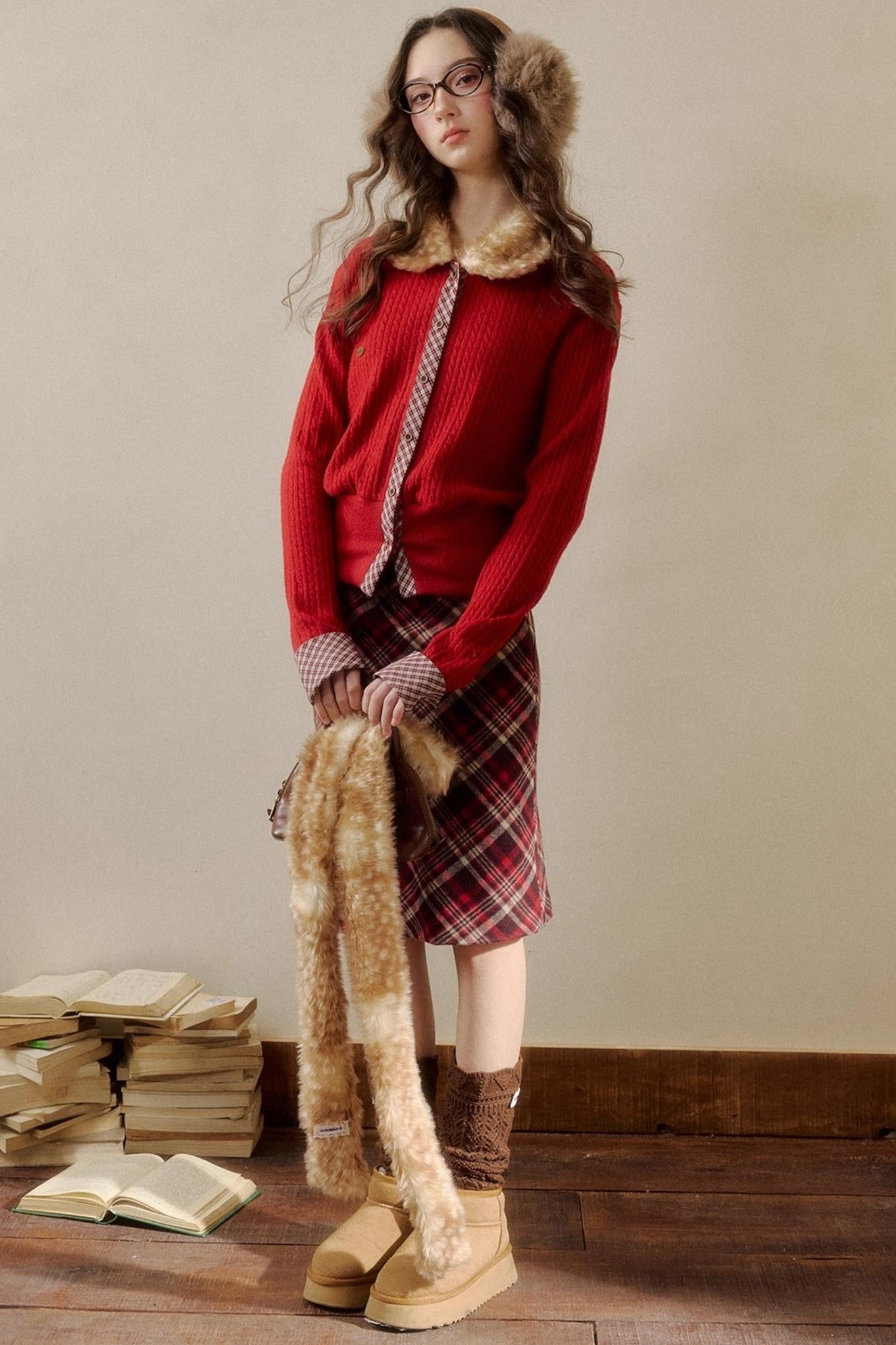 Retro Reindeer Plaid Sweater