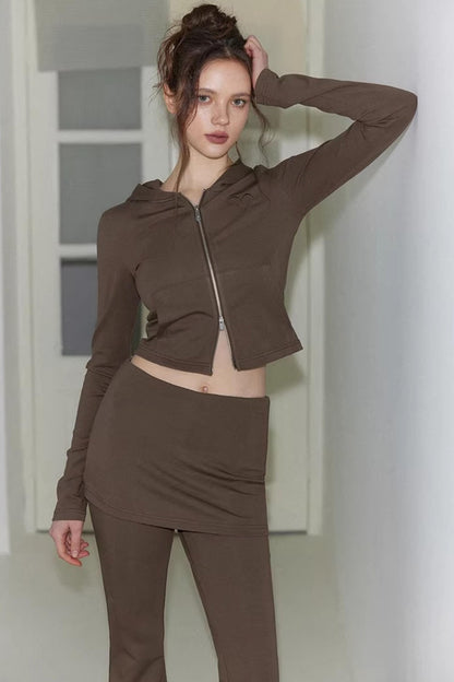 Heart Embroidery Hooded Sweatshirt Set-Up