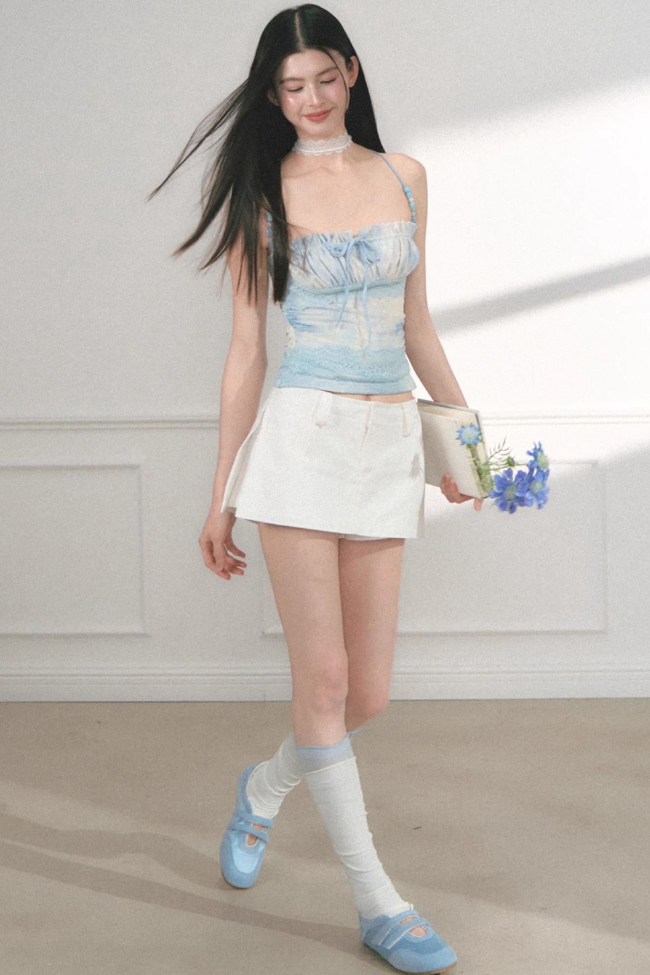 Summer Beaded Lace Waist Top