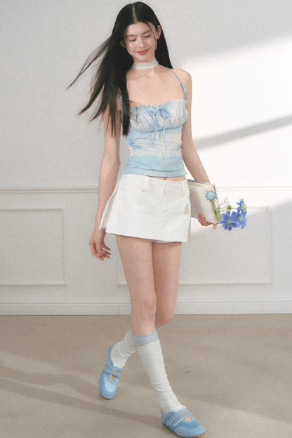 Summer Beaded Lace Waist Top