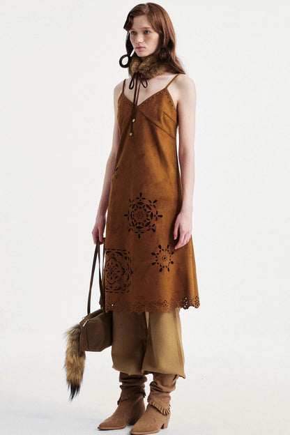 Two-Tone Lace Suede Dress