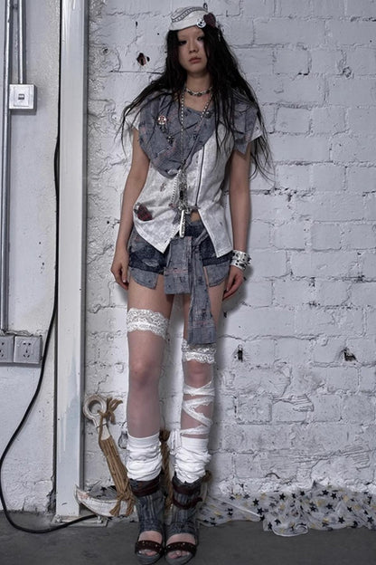 Plaid Layered Punk Street T-Shirt