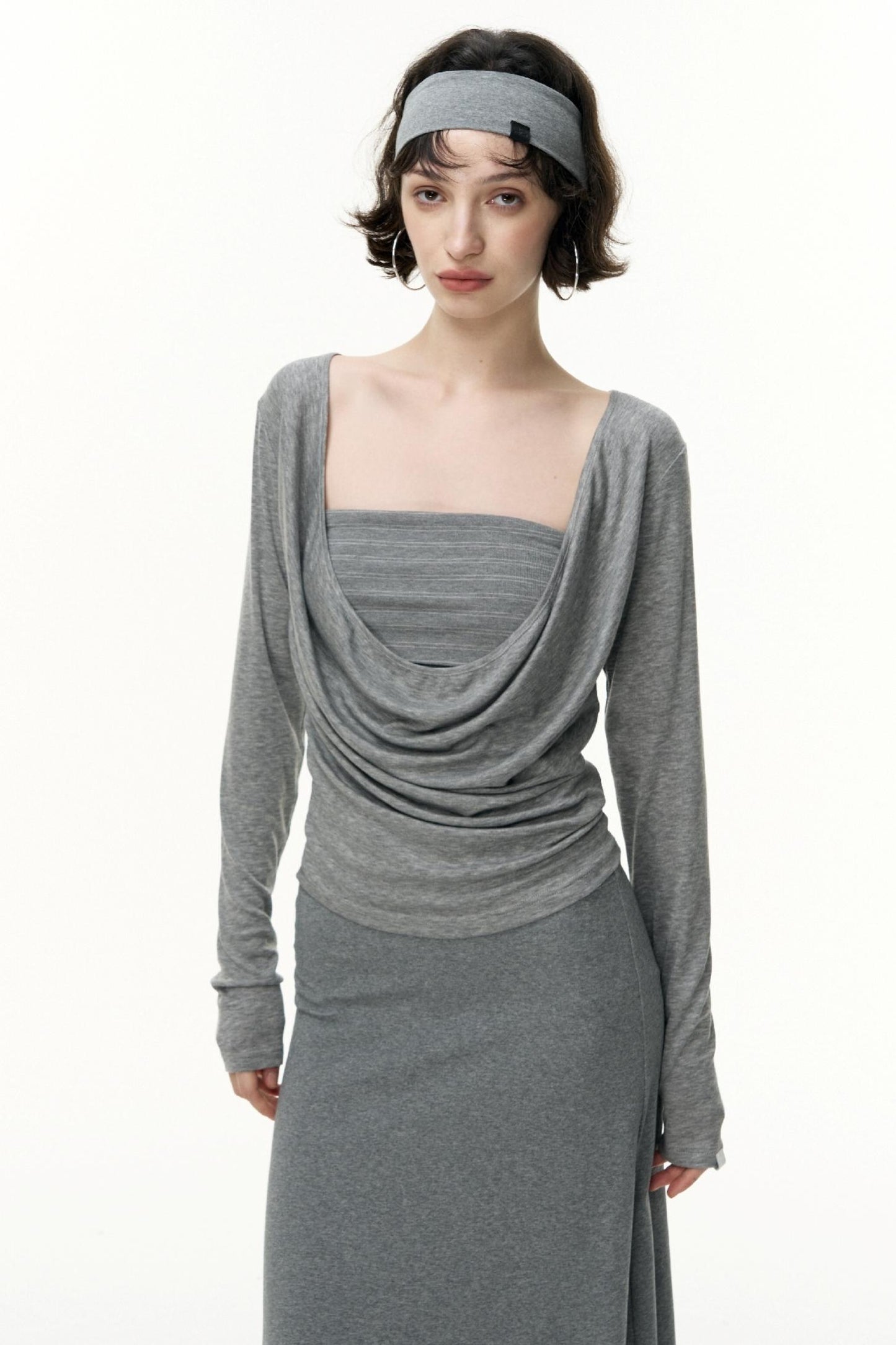 Fantasy Lyocell Collar Long-Sleeved T-Shirt