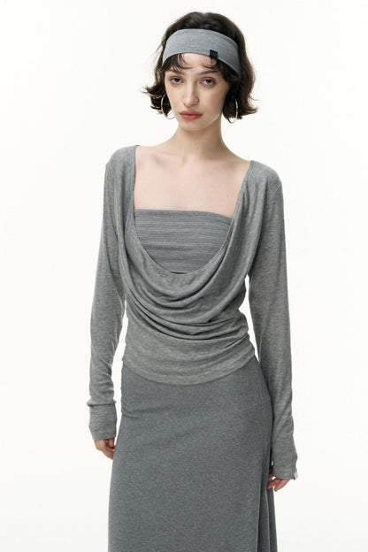 Fantasy Lyocell Collar Long-Sleeved T-Shirt