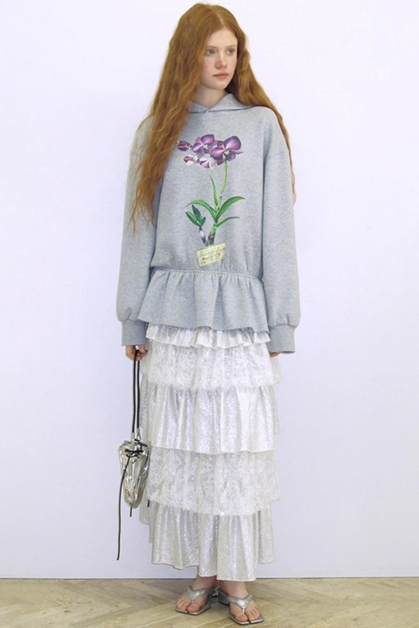 Glitter Panelled Lace Oversized Skirt