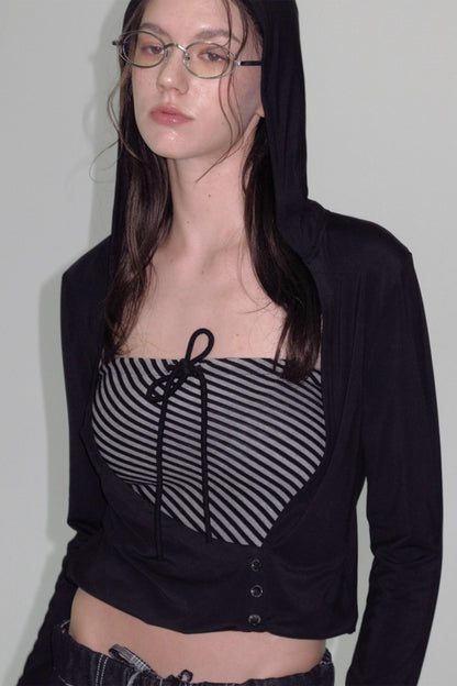 Slim Lace-Up Hooded Long Sleeve Base Shirt