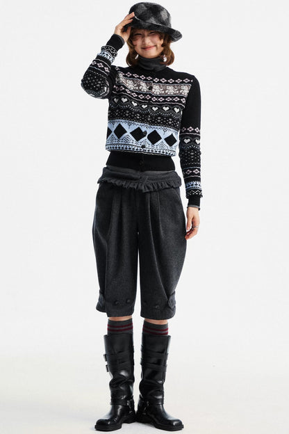 Retro Bear Jacquard Wool Cardigan