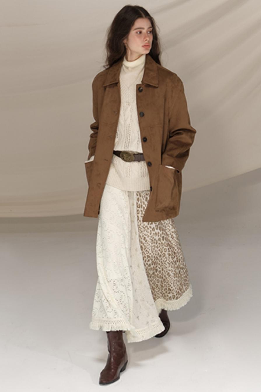 Beaded Silk Leopard Skirt