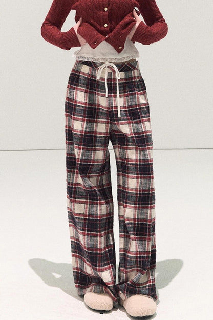 Pure Cotton Plaid Winter Pants