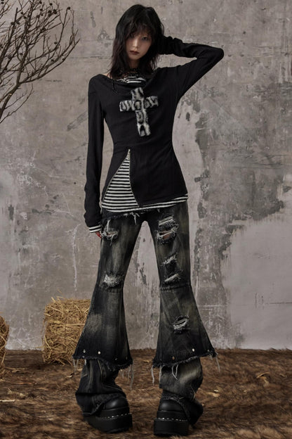 Swing Neck Knit Layer Top