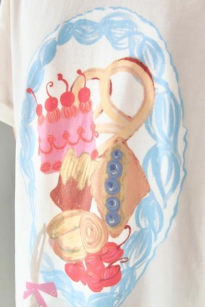 Hand-Painted Crewneck Cotton T-Shirt