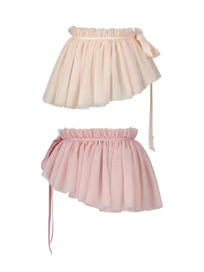 Bow tie fluffy gauze skirt