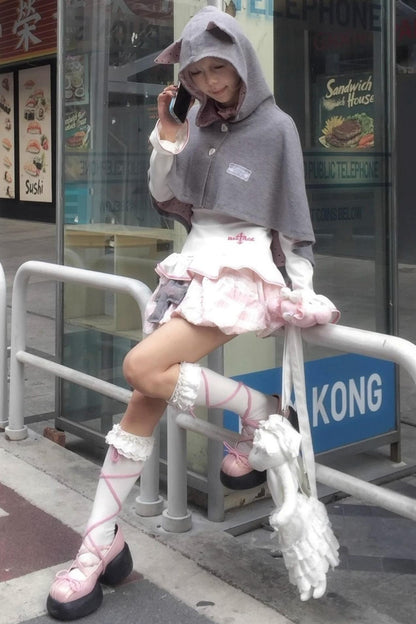 Striped Embroidered Bud Pumpkin Skirt