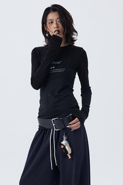 Schmales, bedrucktes Baselayer-Top mit Schleife