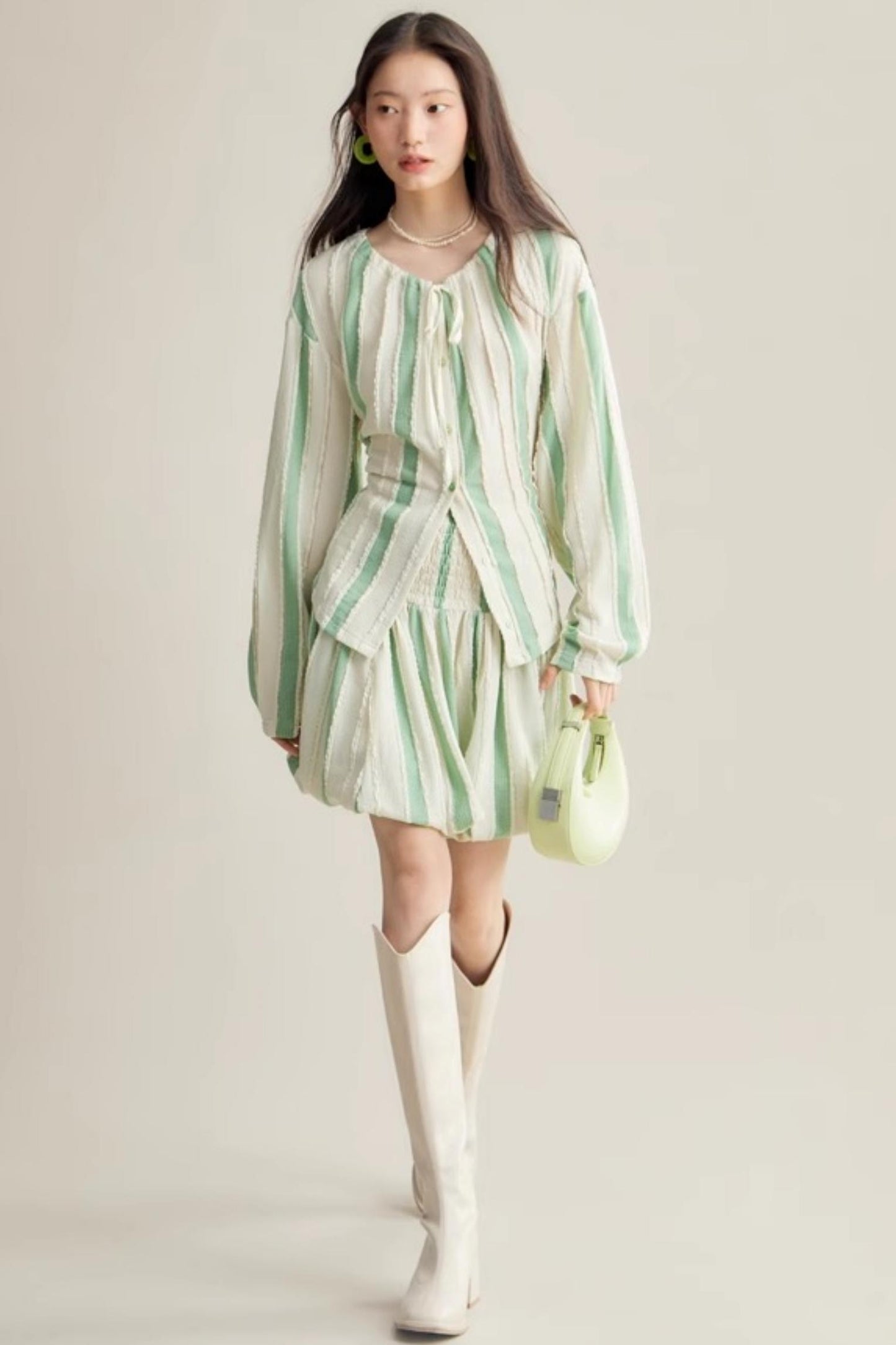 Elven Stripe Cardigan Skirt Set-Up