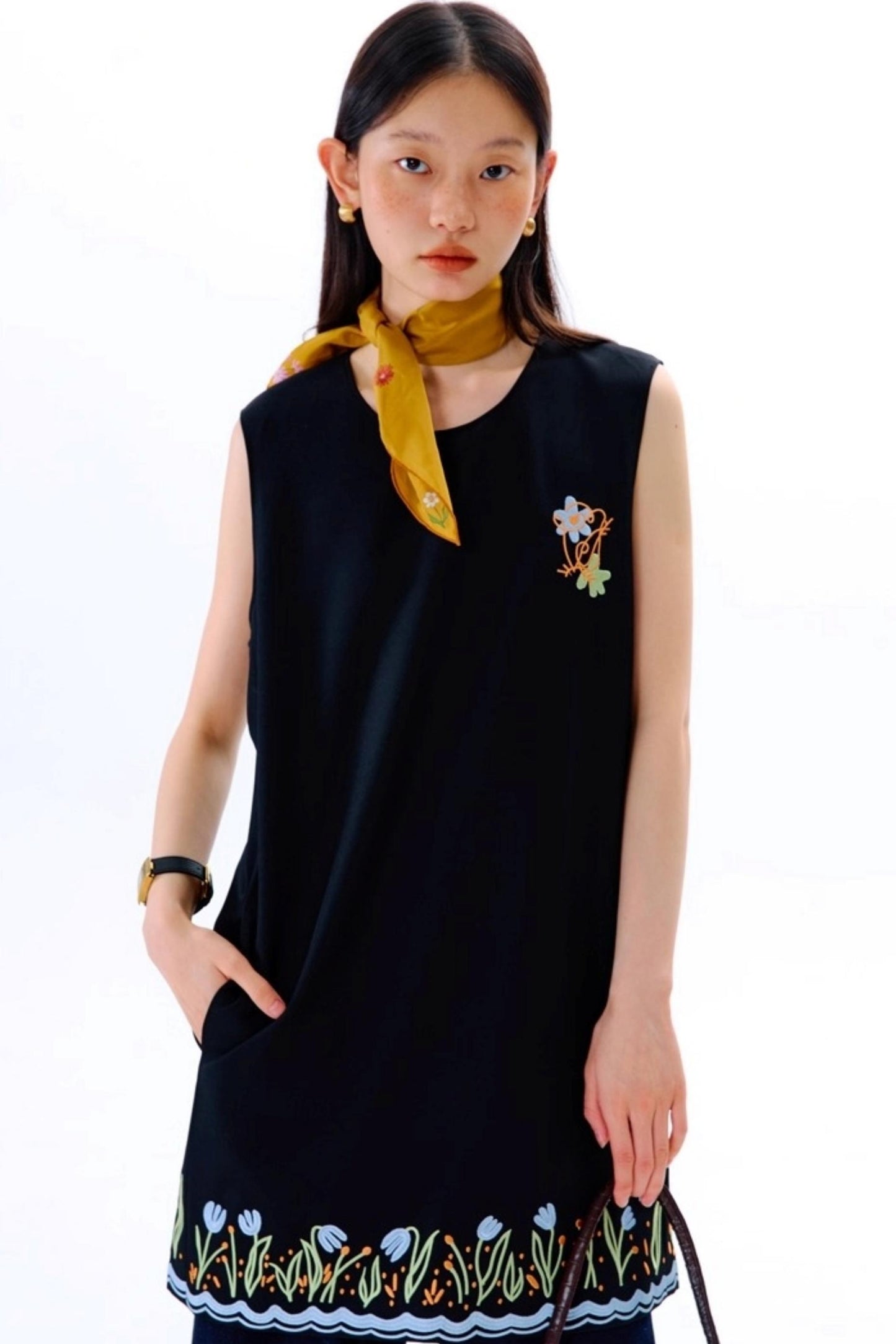 Original Tulip Embroidered Vest Dress