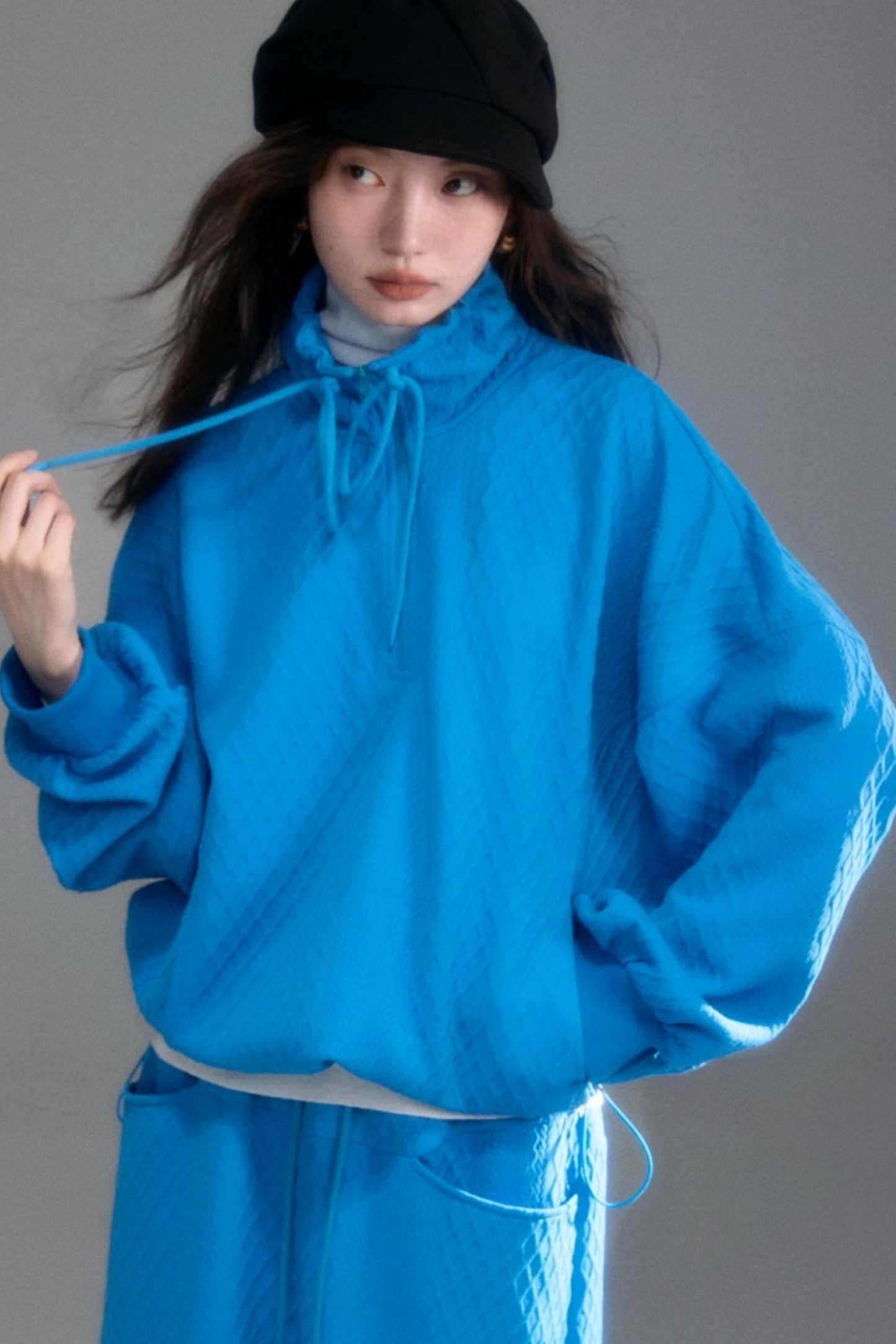 Moroccan Quilted Texture Sweatshirt Skirt Set-Up