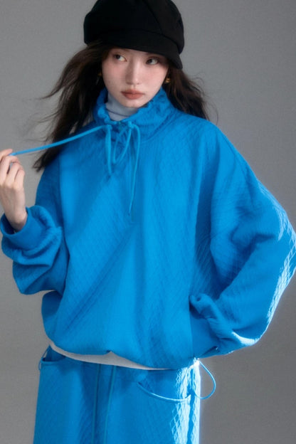 Moroccan Quilted Texture Sweatshirt Skirt Set-Up