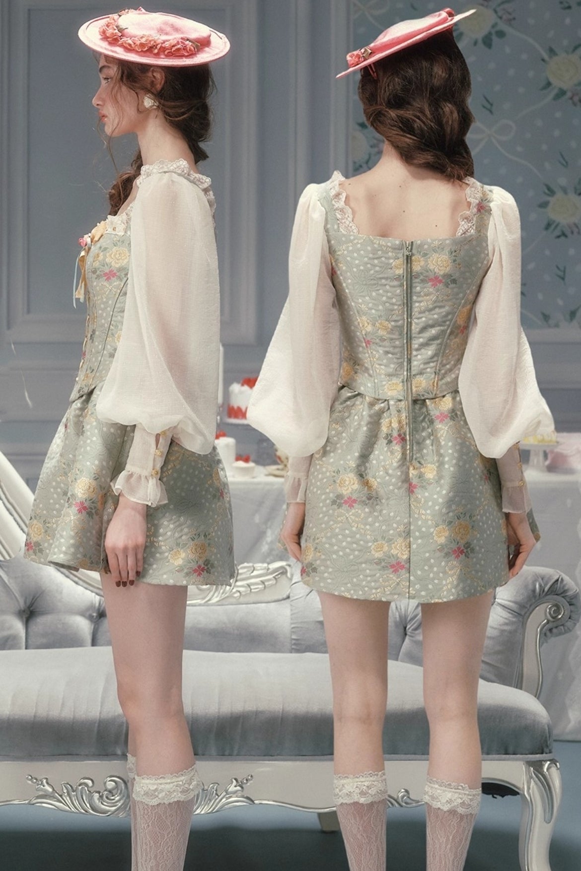 French Vintage Herringbone Dress