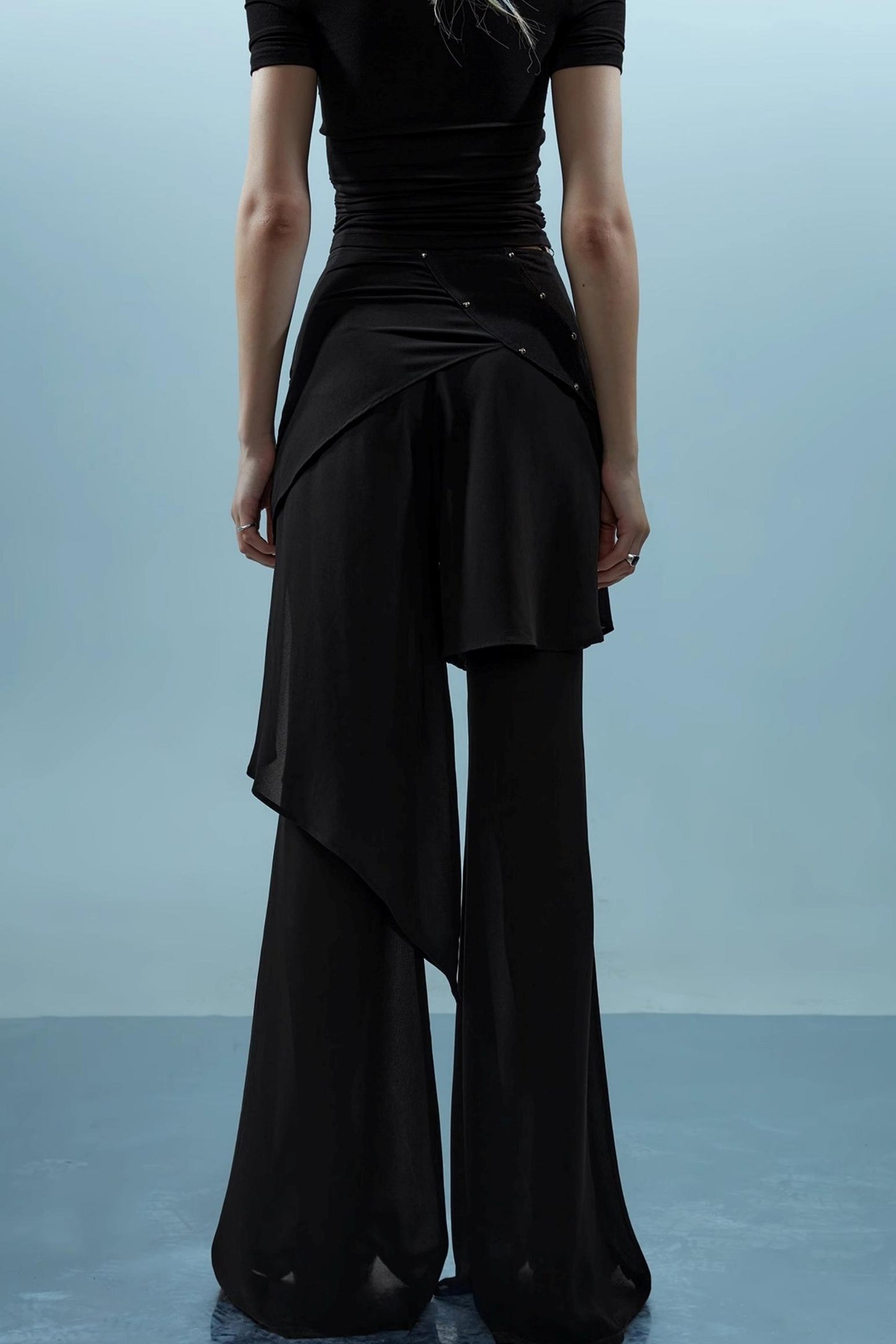 Layered Chiffon Windbreaker Pants