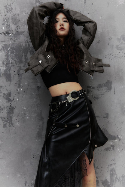 Vintage Distressed Punk Leather Jacket