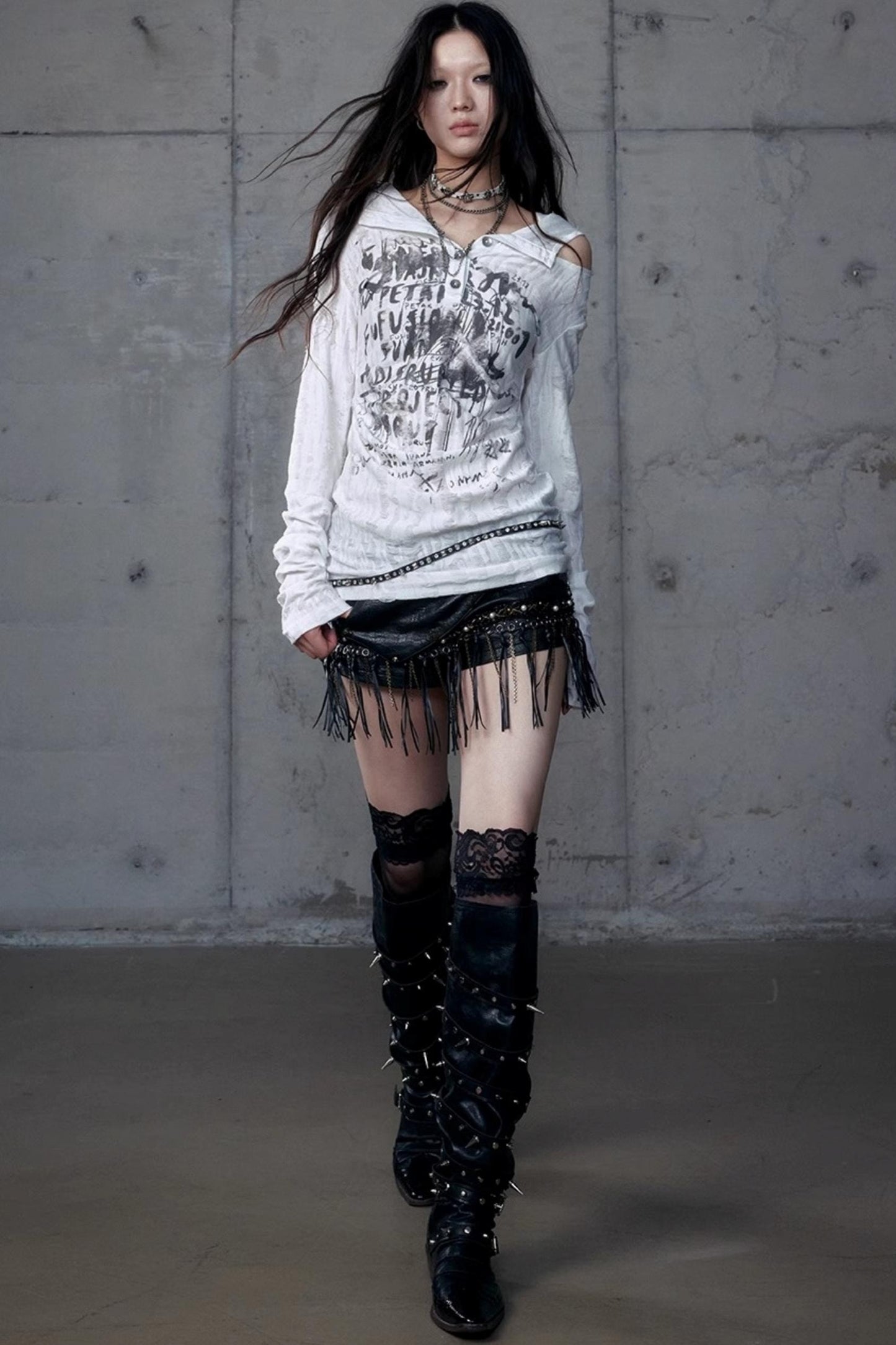 Vintage Punk Hooded Top