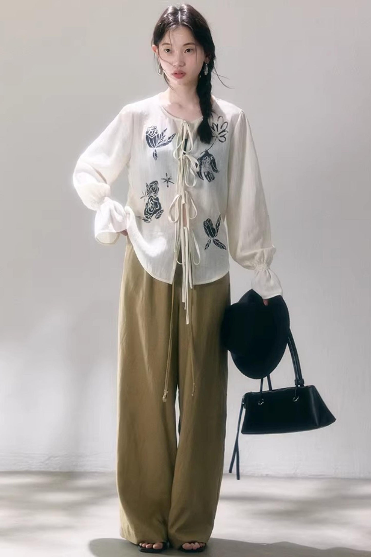 Linen Blend Wide-Leg Pants