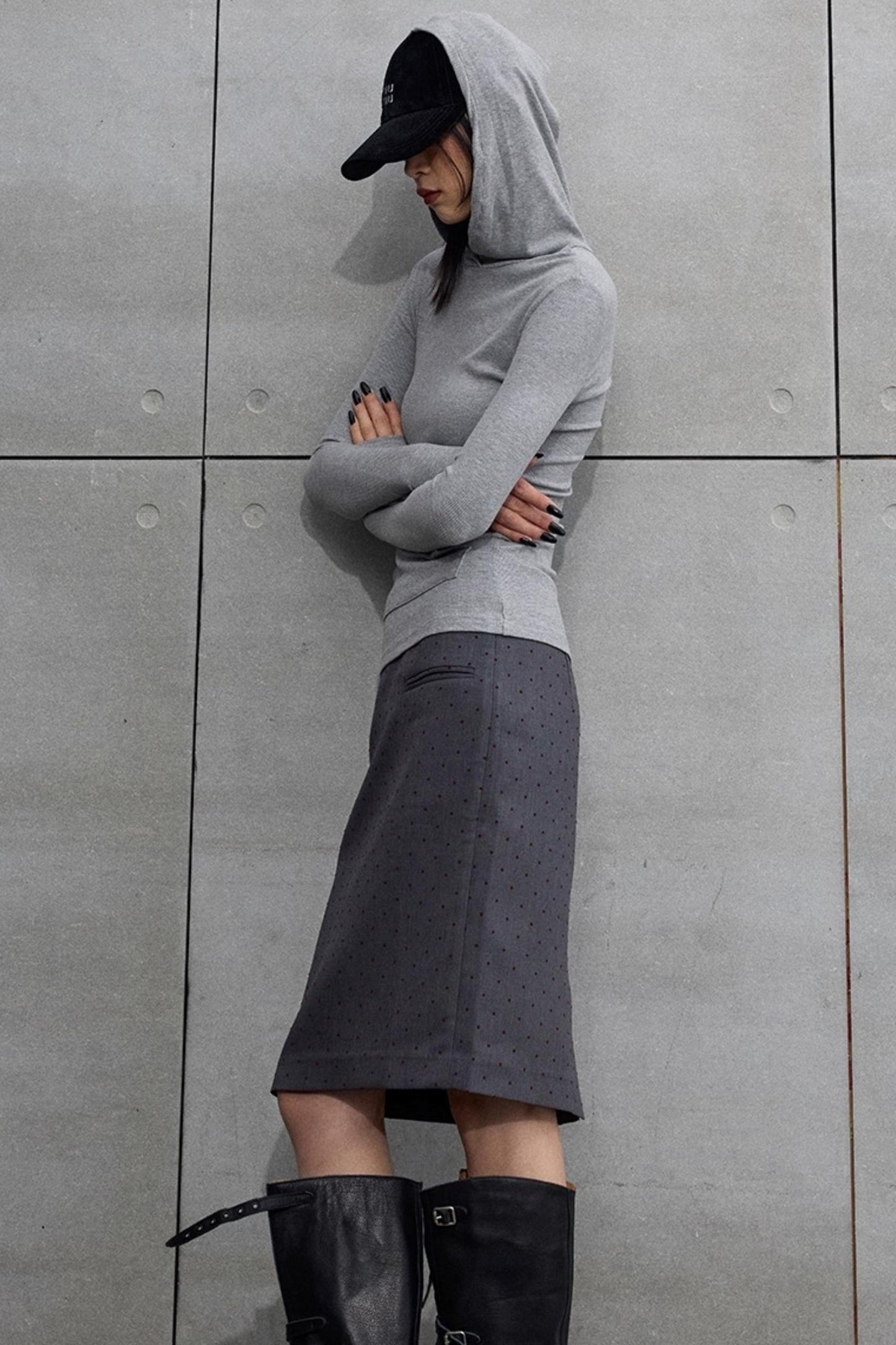 Gray Hooded Winter Sweater