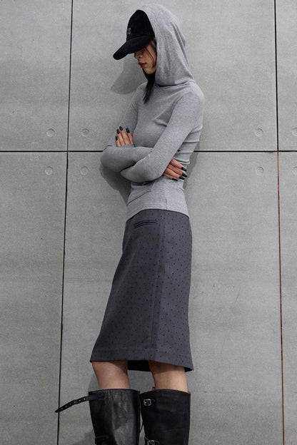 Gray Hooded Winter Sweater