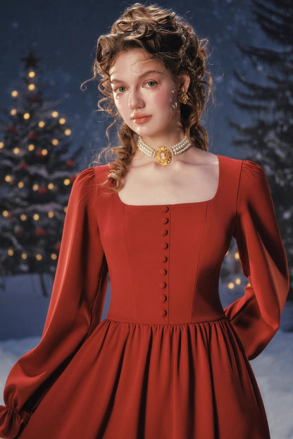 Lace Bordeaux Retro Dress