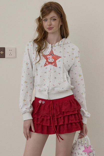 Elegant Red Lace Cake Skirt