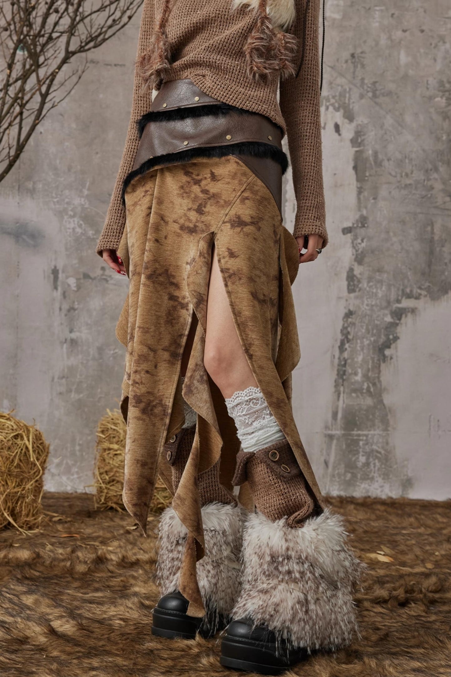 Wandering Style Retro Rivets Skirt