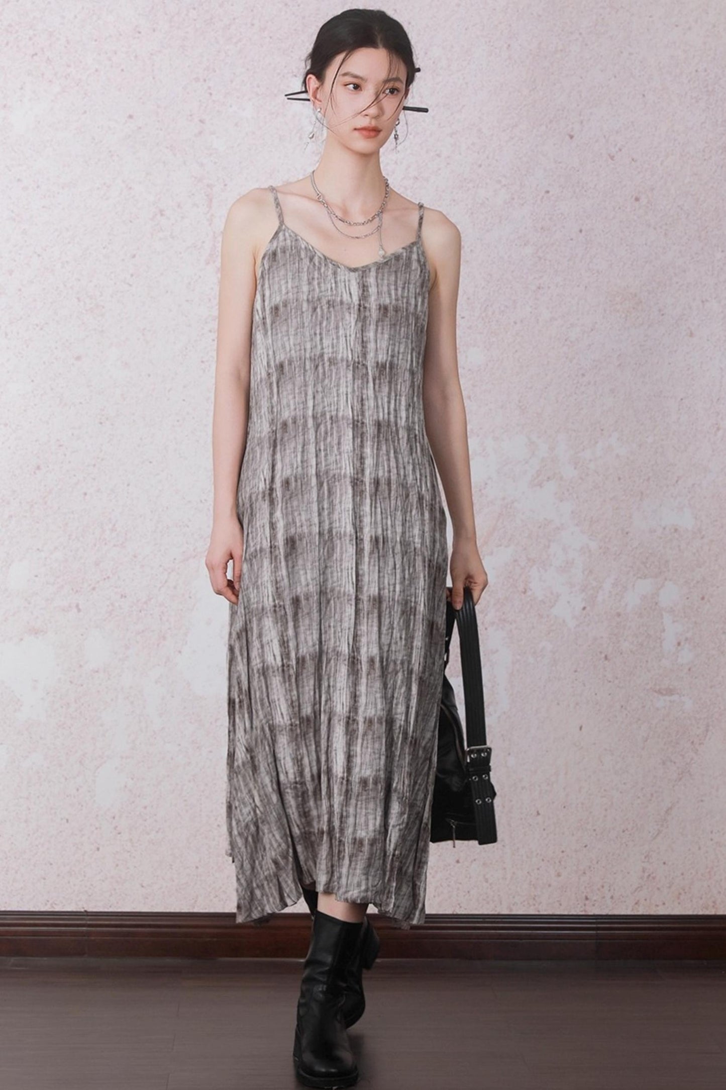 Velvet Tie-Dye Print A-Line Sundress