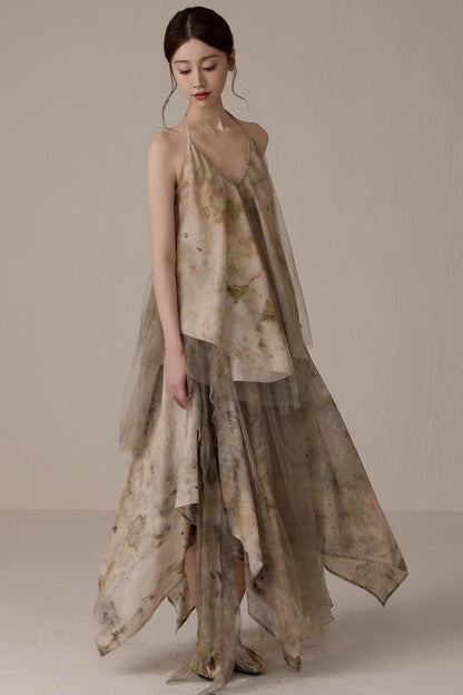 Floral Mesh Tie Neck Camisole