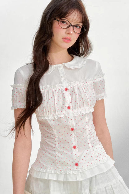 Cotton Linen Polka Dot Top