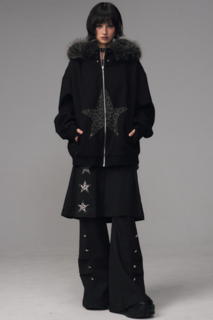 Cat-Ear Leopard Hooded Jacket