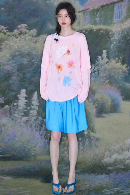 Bird and Floral Tencel Blouse