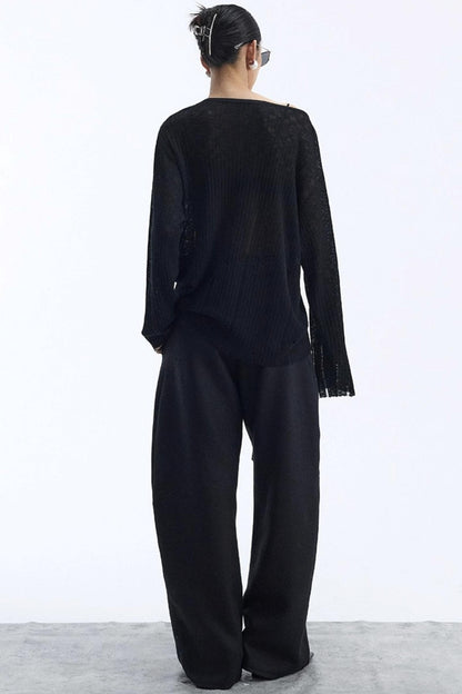 Black Wool Scimitar Trousers