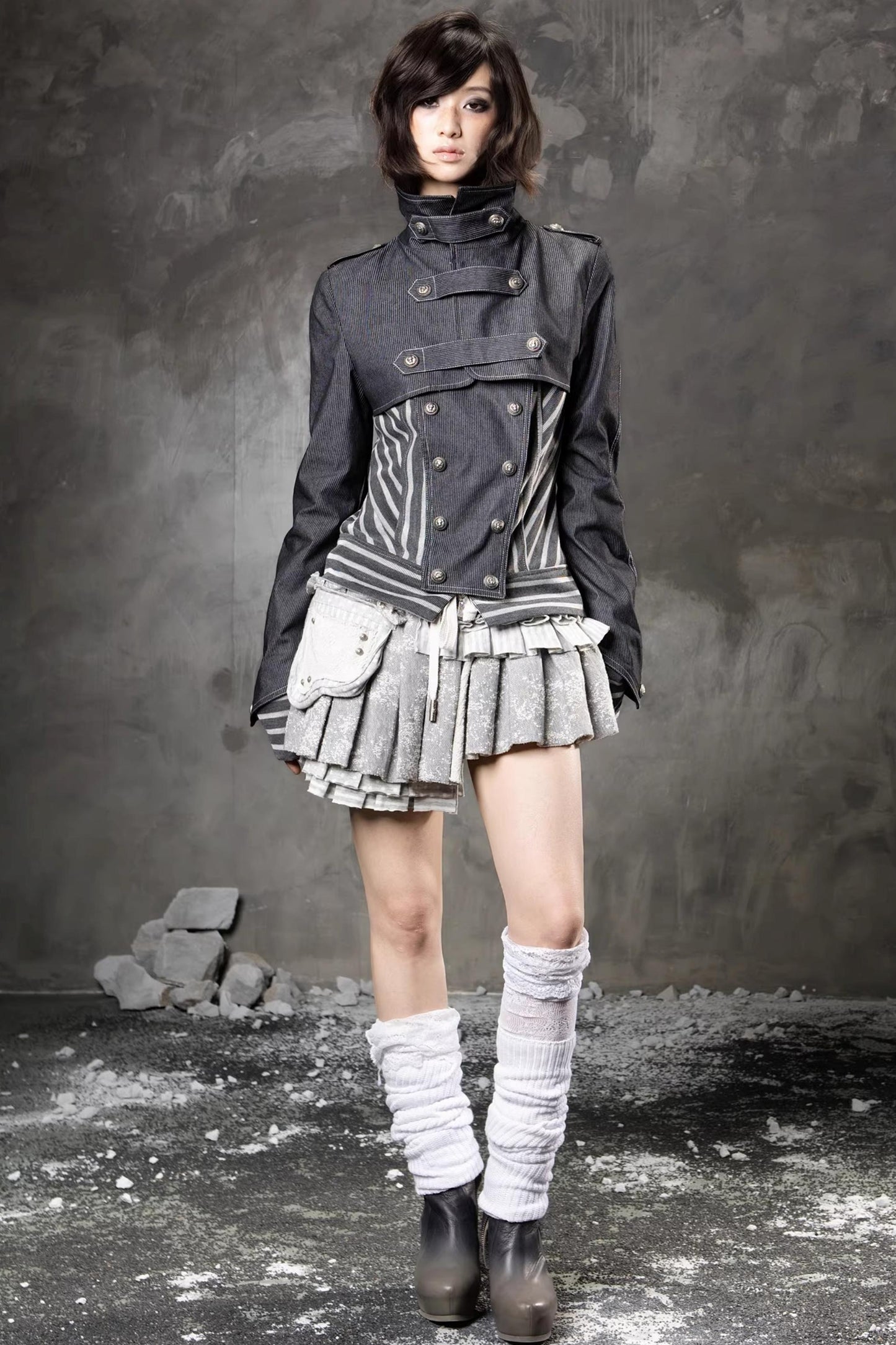Denim Patchwork Striped Jacket