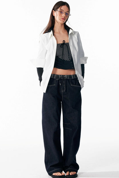 Versatile Cropped Shoulder Shirt