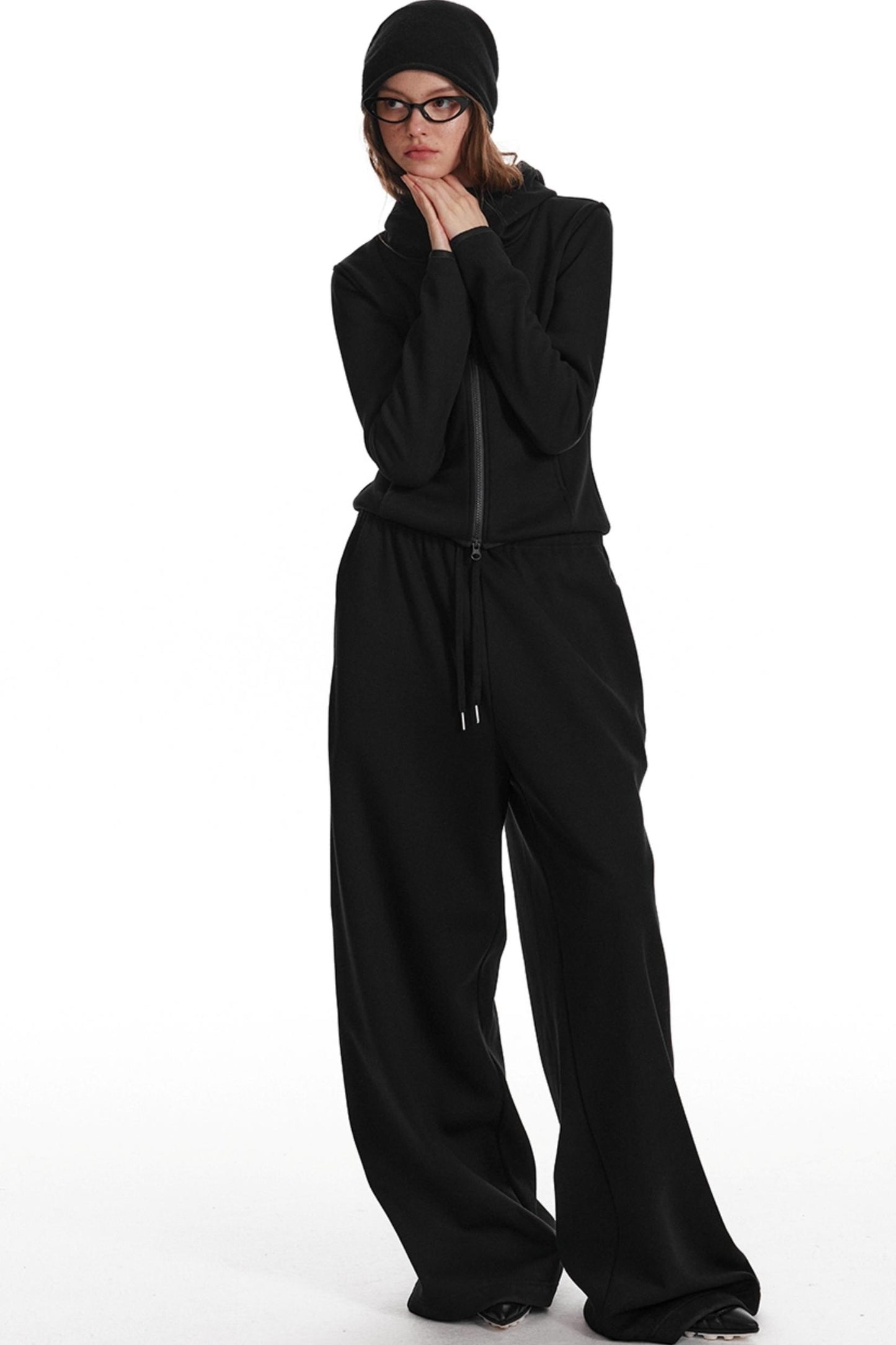 Fleece Hooded Sweatshirt And Pants Set-Up