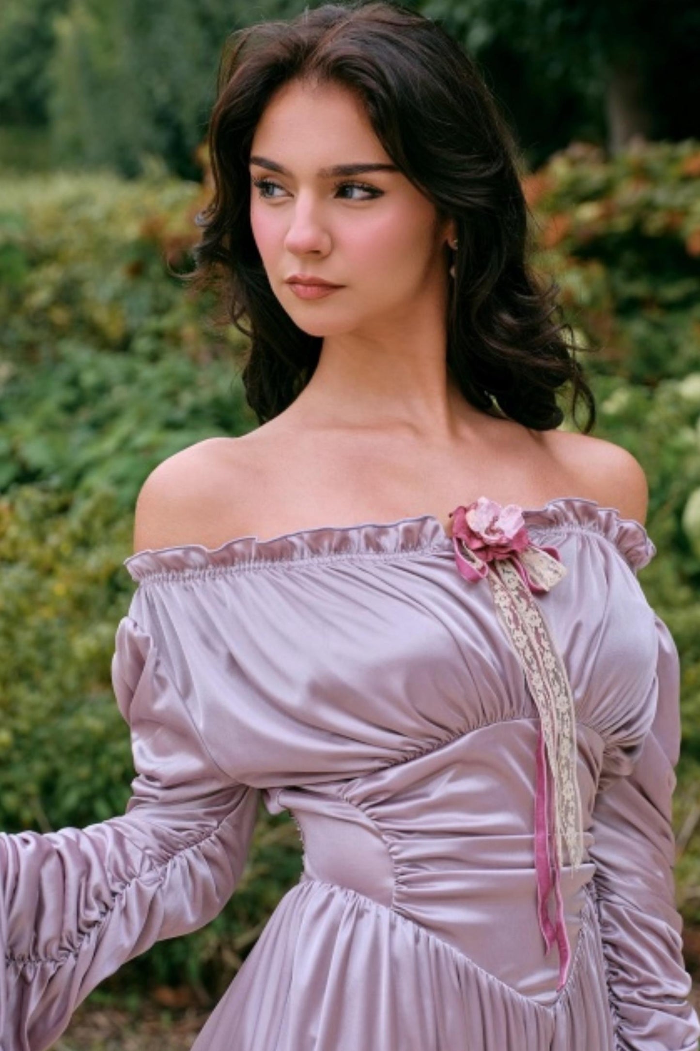 Satin Parthenon One-Shoulder Dress