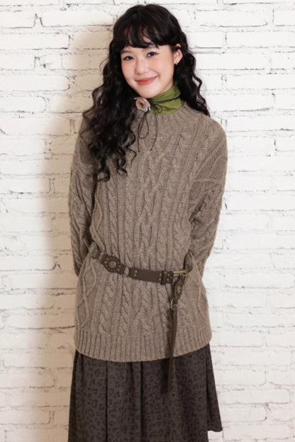Sheep Wool Cable Knit Sweater