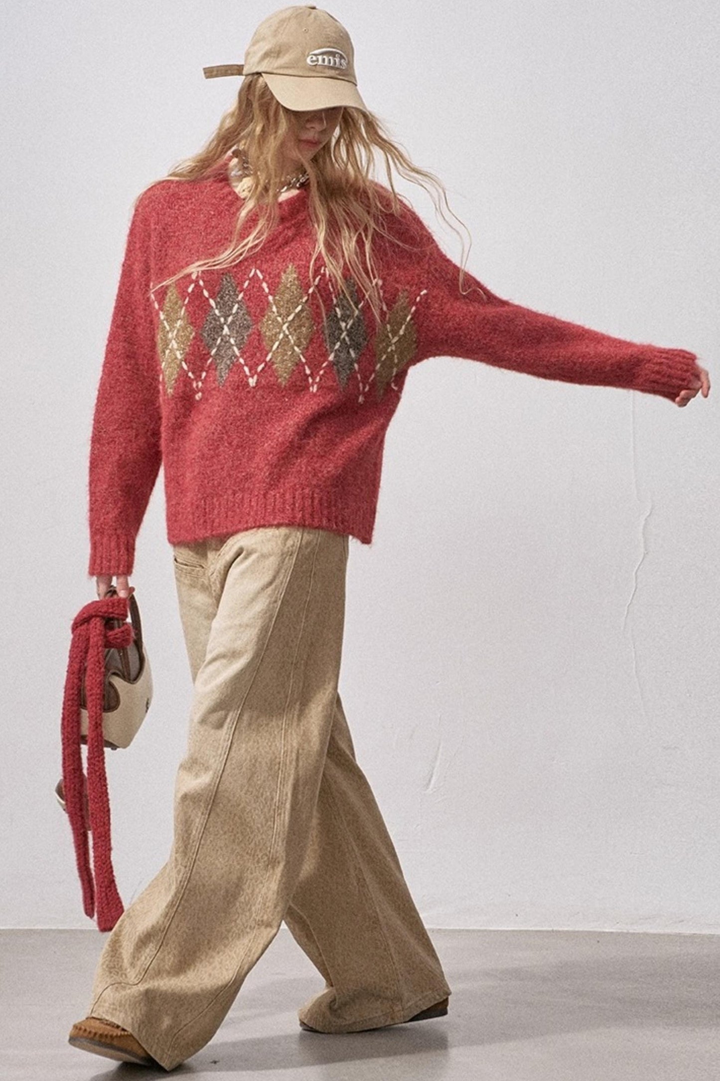 Floral Diamond Knit Sweater