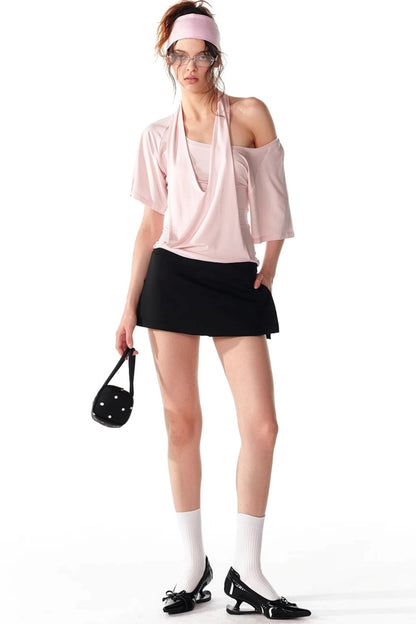 Soft Skin-Friendly Halterneck Stretch T-Shirt