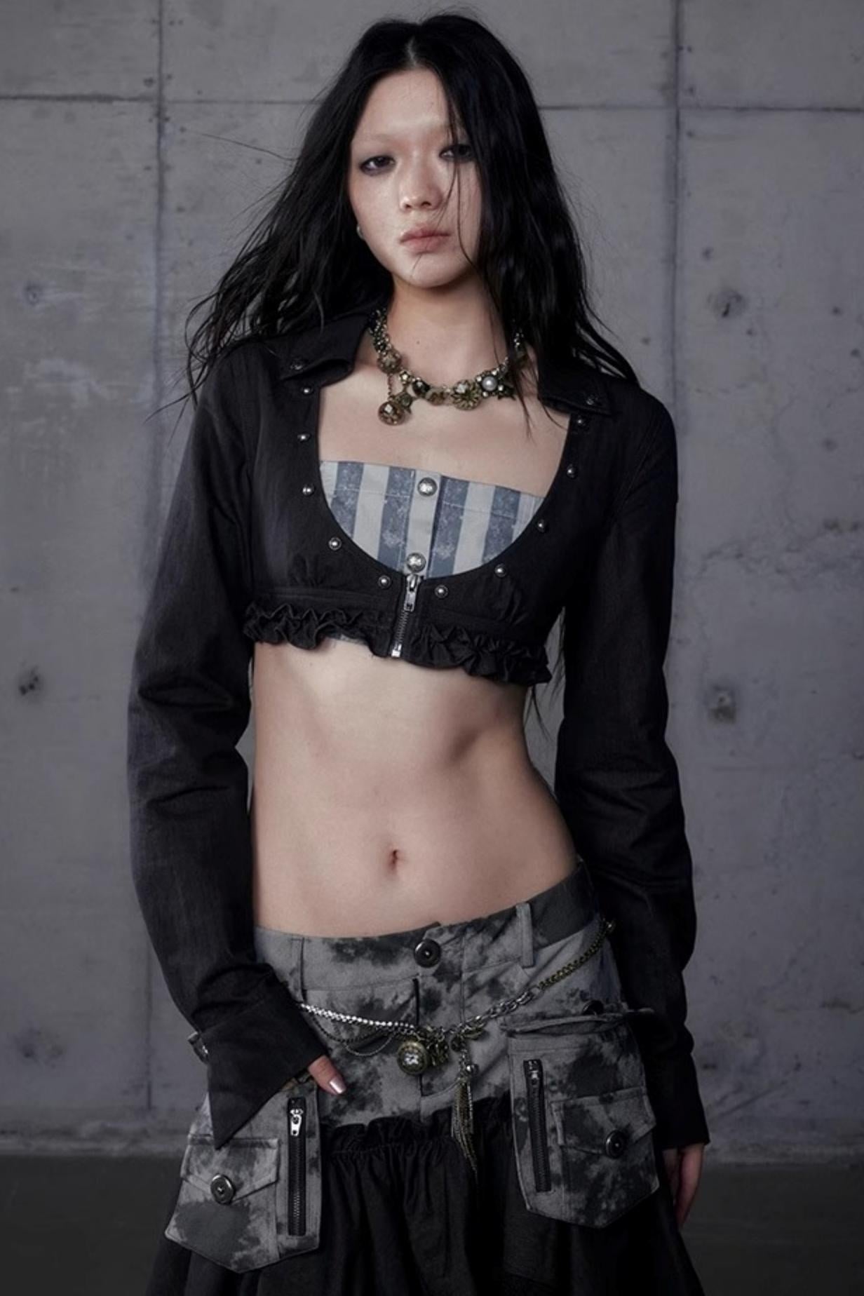 Vintage Punk Court Slim Print Long-Sleeved Shirts