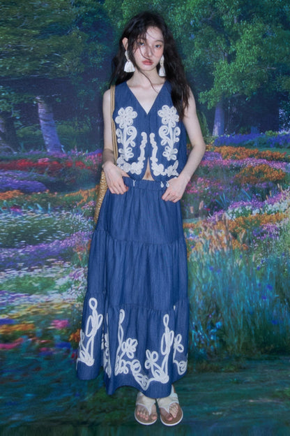 Wind Vines Flower Shell Pendant Vest Set-Up