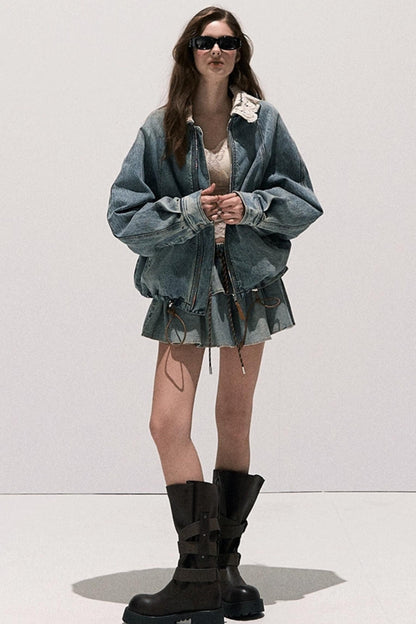 Vintage Crochet Denim Jacket Set-Up