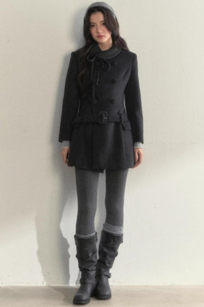 Double Breasted Low-Belt Mid-Length Coat