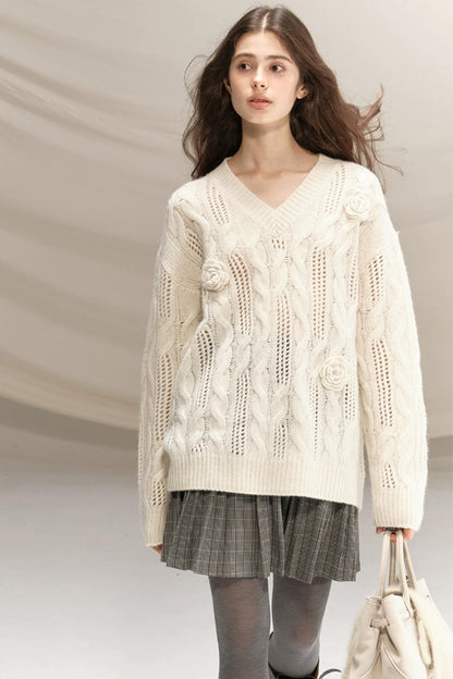 Raccoon Wool Crochet Sweater